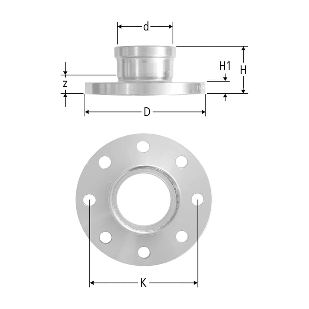 Optipress-Aquaplus-Flanschübergang