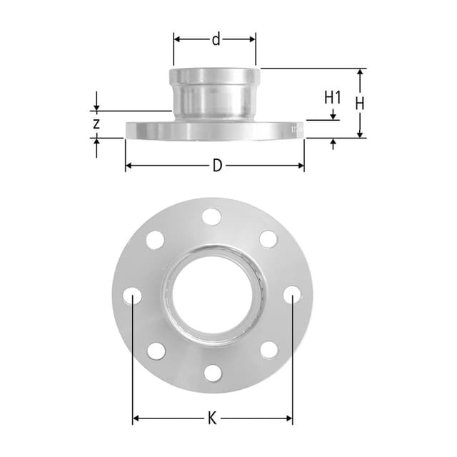 Optipress-Aquaplus-Flanschübergang